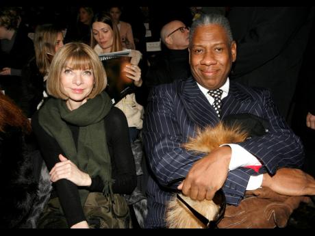 'Vogue' editor-in-chief Anna Wintour and 'Vogue' editor at large André Leon Talley (right) attend the presentation of the Oscar de la Renta fall 2007 collection, on February 5, 2007, during Fashion Week in New York. 