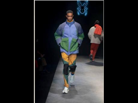 Supermodel Romaine Dixon for Spyder Menswear Fall/Winter 2022/2023 collection in Milan, Italy.