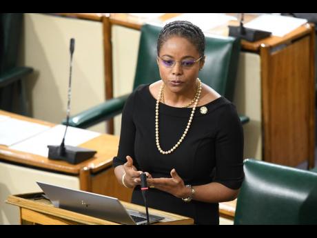 Marlene Malahoo Forte, minister of legal and constitutional affairs, addresses lawmakers during a sitting of the House of Representatives on January 18. 