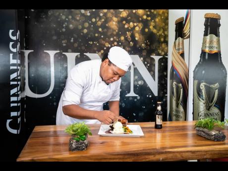 Chef Neico Knight adding his final touches to his ‘It’s Guinness Time’ cooking series creation.
