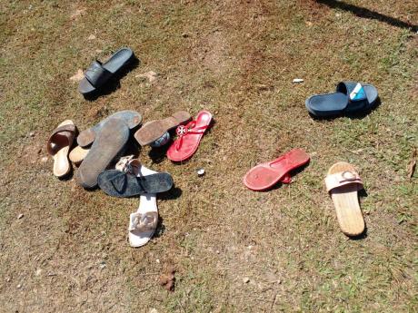 Frightened partygoers left their shoes behind as they scampered for safety.