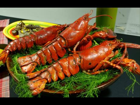 Jerked whole lobsters. 