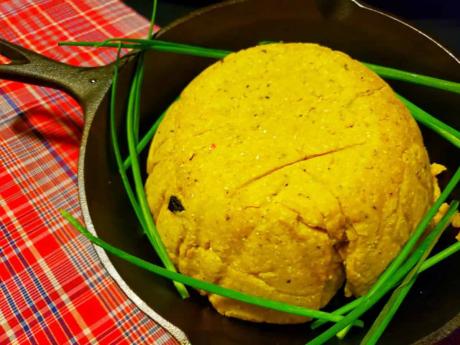 Jamaican turn cornmeal with roasted pumpkin.