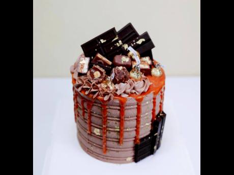‘Desserted’ by chocolate. This chocolate cake is made with chocolate ganache filling, topped with chocolate bites and dripping in caramel.