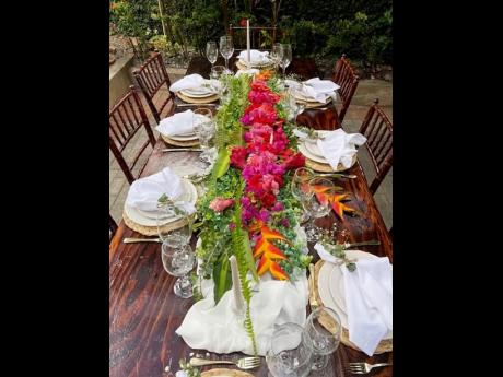 This garden-themed birthday dinner was elevated with a tablescape using natural flowers. 