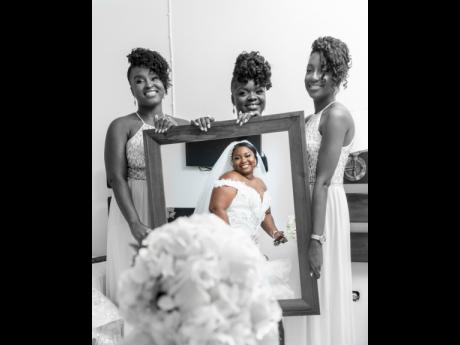 A classic look at (from left) bridesmaid Channay Mundle-Henry, maid of honour Denicka Daley and bridesmaid Chantelle Vaz holding the vibrant and beautiful bride in frame.
