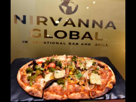 Nirvanna Global has a bevy of flatbreads, including this loaded veggie flatbread.