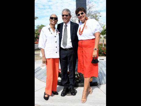 From left: Beverley Anderson Duncan, former wife of Michael Manley; Joseph Manley, son of Michael Manley; and Patricia Duncan Sutherland, president of the PNP Women’s Movement.