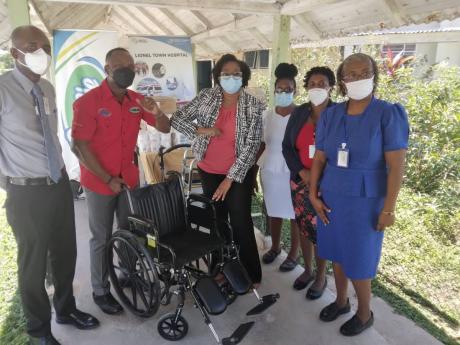 From left: Dr Andre Mckenzie, senior medical officer, Lionel Town Hospital; Robert White, director, Sanmerna Foundation; Nadine Preddie, chief executive officer, Lionel Town Hospital; Nicola Fowler Higgins, director of nursing service; Marlene Donalds Bart