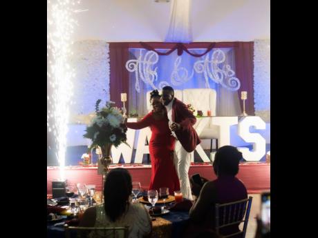 It was pure love and fireworks for the first dance of Mr and Mrs Watkis. 
