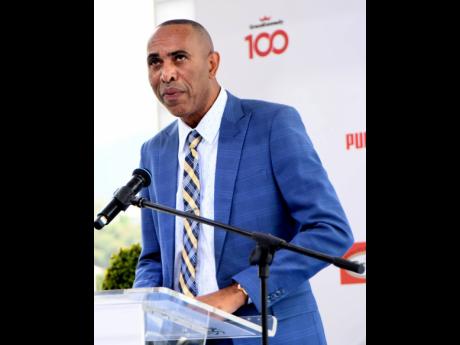 Keith Wellington, President of the Inter-secondary Schools Sports Association, speaking at yesterday’s media launch for the 2022 ISSA/ GraceKennedy Boys and Girls’ Athletics Championships. The function was held at the National Stadium.