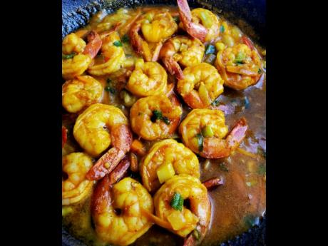 Seafood lovers will enjoy Chef Walcott’s take on curried shrimp.