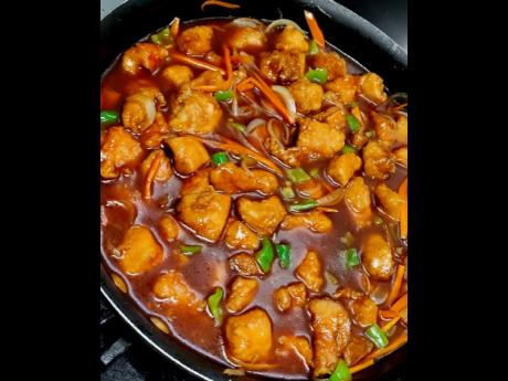 The sweet and sour chicken, ready to be shared and savoured.