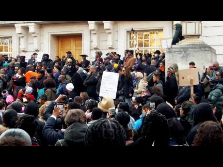A section of the crowd which attended the Solidarity Rally for ‘Child Q’ outside Hackney Town Hall, east London on Sunday, March 20.
