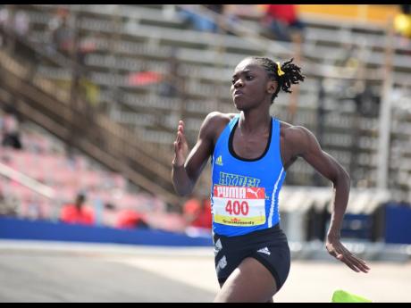 Hydel High School’s Brianna Lyston powers to victory in the Class One 200 metres final on last Saturday’s final day of the 2022 ISSA/GraceKennedy Boys and Girls’ Championships at the National Stadium. Lyston crossed the line in a record 22.53 seconds