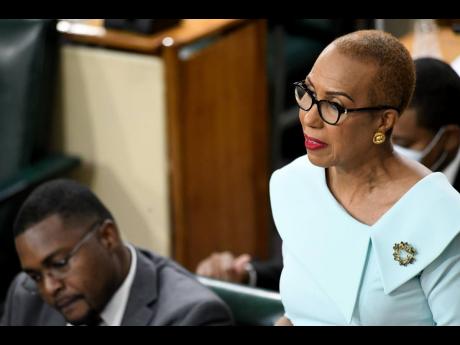 Fayval Williams, the education minister, makes her address during the Sectoral Debate in Gordon House on Tuesday.