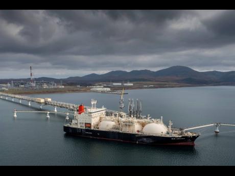 
The tanker Sun Arrows loads its cargo of liquefied natural gas from the Sakhalin-2 project in the port of Prigorodnoye, Russia, on October 29, 2021. The US ban announced in March on imports of Russian oil, gas and coal has already eliminated about 60 per 