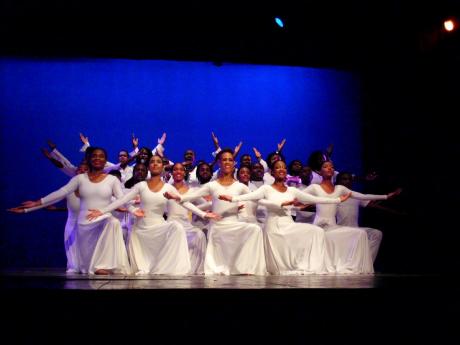The NDTC singers and dancers in the finale to the concert.