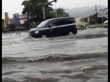 
A screen grab of flooding in Montego Bay, St James, on Tuesday.