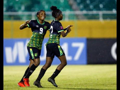 Natoya Atkinson (left) bagged a brace and Shaneil Buckley (right) also scored to help Jamaica to a 4-0 victory over Cuba in the Round of 16 of the Concacaf Women’s Under-17 Championship on Sunday in the Dominican Republic.