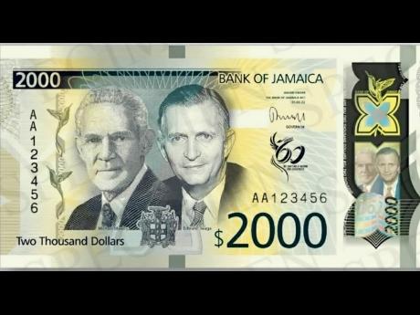 The new $2,000 note will bear the images of Edward Seaga and Michael Manley.