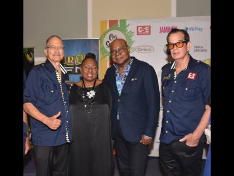 From left: Robert Russell, Reggae Sumfest director and deputy chairman, shares lens with Minister of Culture, Gender, Entertainment and Sport, Olivia ‘Babsy’ Grange; Minister of Tourism, Edmund Bartlett; and CEO of Downsound Records and chairman of Reg