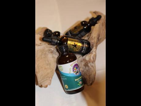 Some products of the herbal medicine line developed by herbal physician Kailash Leonce under his Mount Kailash Rejuvenation Centre brand. 