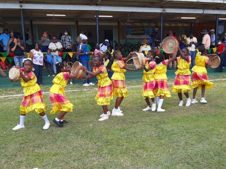 Students of Discovery Bay Primary School perform during  eighth annual St Ann Agricultural, Industrial and Food Show at Port Rhoades Sports Complex in Discovery Bay, St Ann on Thursday.