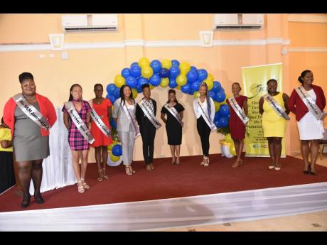 Contestants vying for the 2022 Miss St James Festival Queen Crown during the competition’s launch inside the Montego Bay Cultural Arts Centre on Saturday. 
