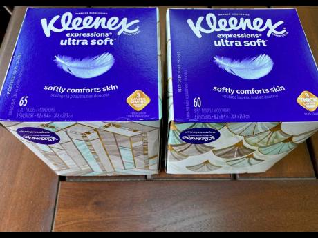 Two boxes of Kleenex tissues are displayed on May 25. 