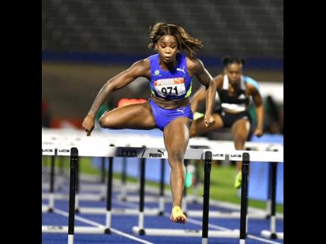 Britany Anderson in action at the National Senior Championships at the National Stadium on Saturday night.