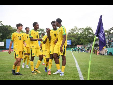 U20s celebrate a goal against Antigua and Barbuda during a Concacaf Men’s U20 Championship game on Tuesday.