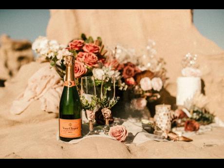 With much to celebrate, the beautifully staged champagne flute and champagne are the perfect setup.