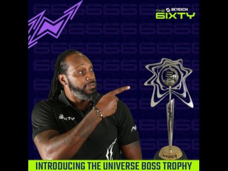 Chris Gayle promotes the Universe Boss Trophy teams will be vying for in the inaugural edition of The 6IXTY.