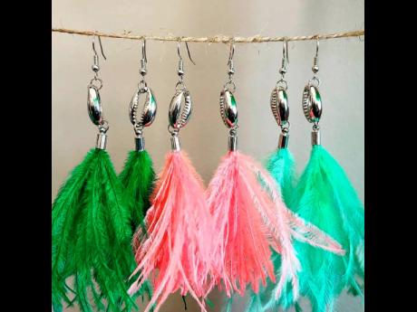Leftover carnival feathers make beautiful recycled treasures in the form of earrings.