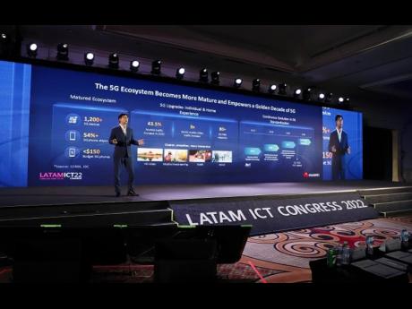 Huawei’s 5G Product Line Vice President Fang Xiang speaking at the LATAM ICT Congress 2022