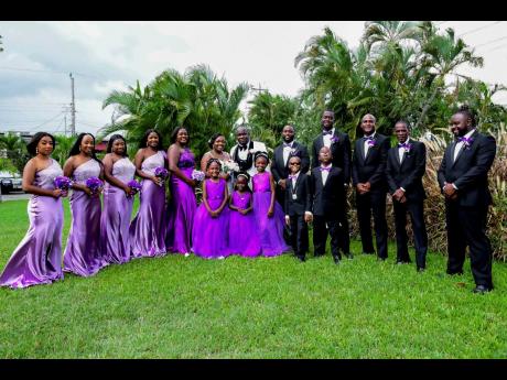 The bridal party were happy to see the couple tie the knot recently.