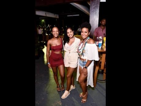 From left: Attorney Ruthan Owens; Tori Haber, creative director of Toir Limited and Marketing Executive Zhané Padmore came out to celebrate at the Grand Excelsior Hotel.