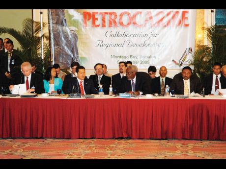 Heads of Governments of the signatory countries and Ministers of Energy assembled for the Second Anniversary Summit of the Petrocaribe Agreement in Montego Bay, Jamaica, September 2005.