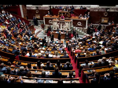 The National Assembly is pictured as French Prime Minister Elisabeth Borne delivers a speech in Paris, France, Wednesday, July 6, 2022.