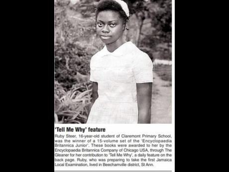 A Gleaner clipping of Ruby Steer in 1962.