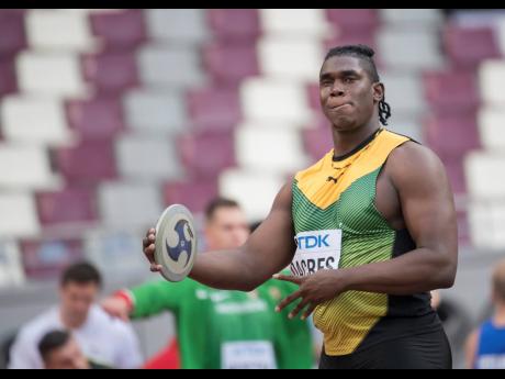 Fedrick Dacres competes in the discus throw qualifiers at the 2019 World Championships.
