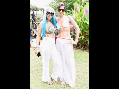 Hottie Karena Silvera (left) and Onika McGann-Yong give resort glam by the riverside.