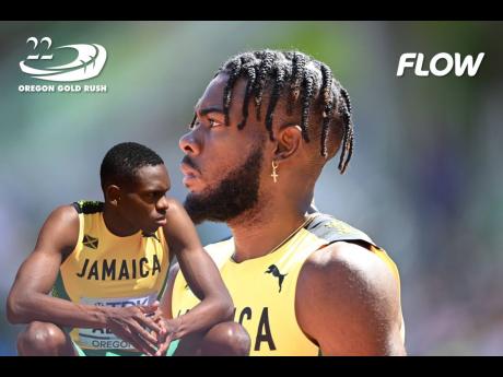 Jamaica's 400-metre runners Nathon Allen (left) and Christopher Taylor.