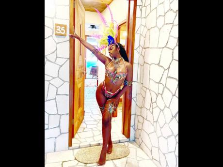 Singer and Actress Justine Skye flew in to celebrate her mother Novalie Perry’s carnival themed birthday and donned a creation by Simone Michelle.