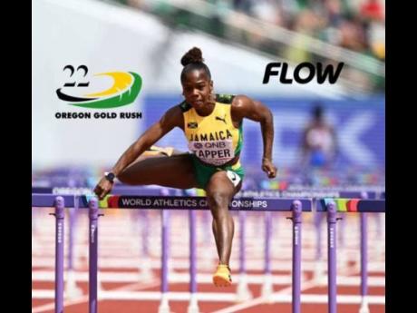 Jamaica's Megan Tapper competing in the Women's 100m Hurdles preliminary round at the World Athletics Championships in Eugene, Oregon on Saturday.