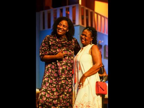 
Harris (left), was all smiles as she posed with audience member Dollis Campbell, following a performance of ‘God’s Way 2: Carlton’s Redemption’. Having written several scripts for television and the stage, she notes that with many developing count