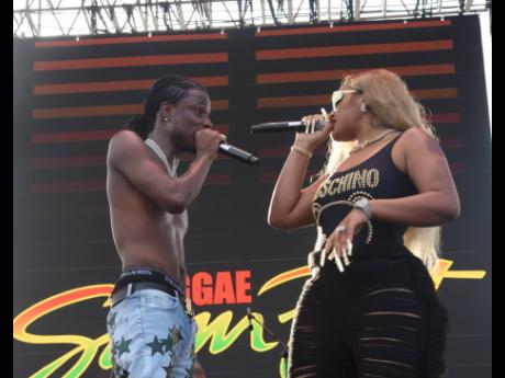 Masicka (left), brought Stefflon Don on stage for a performance of their collaboration, ‘Moments’.