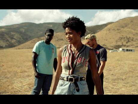  From left: Daniel Kaluuya, Keke Palmer, and Brandon Perea in a scene from ‘Nope’.