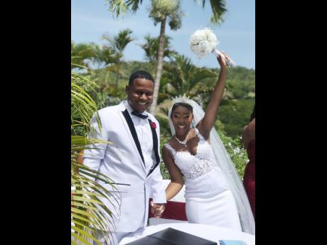 After seven years of courtship, the happy couple said ‘I do’ in a beautiful ceremony at the Caymanas Golf Club.